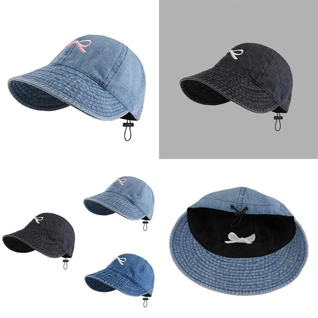 

652F Embroidery Bowtie Baseball Hat for Girl Adjust Spring Sport Hat Korean Sun Hat Fashion Peaked Hat Travel Headwear