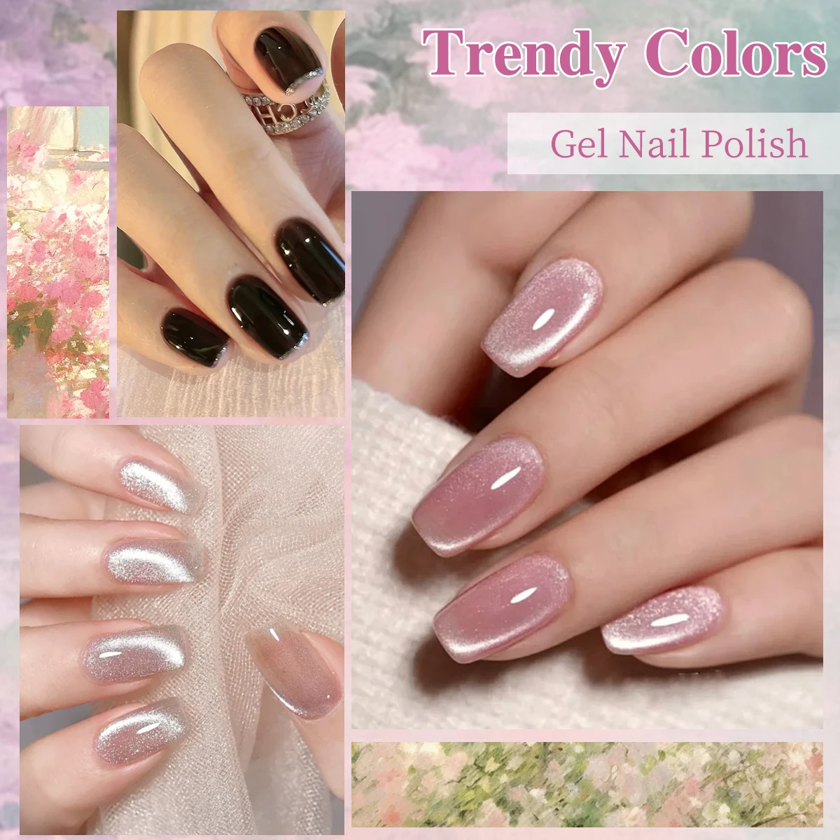 7 pezzi/set Faandin 0. 24oz*7 bottiglie, colore solido perlato, occhio di gatto di cristallo, set di smalti per unghie in gel rosa cipolla glitterato, colori ricco, adatto per l'autunno e l'inverno, set di smalti per unghie gel per unghie di alta qualità, resistente all'usura, non facile da sbiadimento