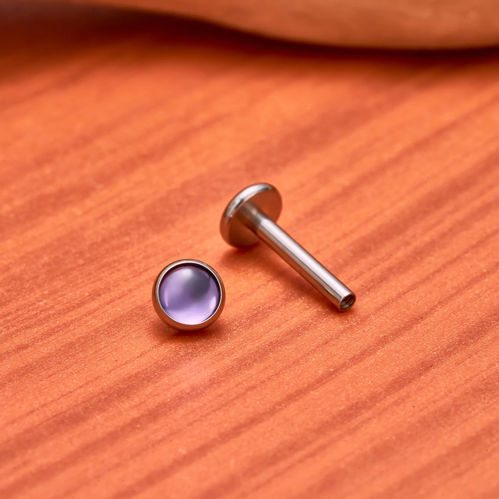 ASTM F136 G23 Titan kreisförmige Ohr-Lippen-Ohrstecker mit Naturstein-Oberteil, Labret-Zungen-Nasen-Ohrstecker, Körperpiercing-Schmuck – Detail 11