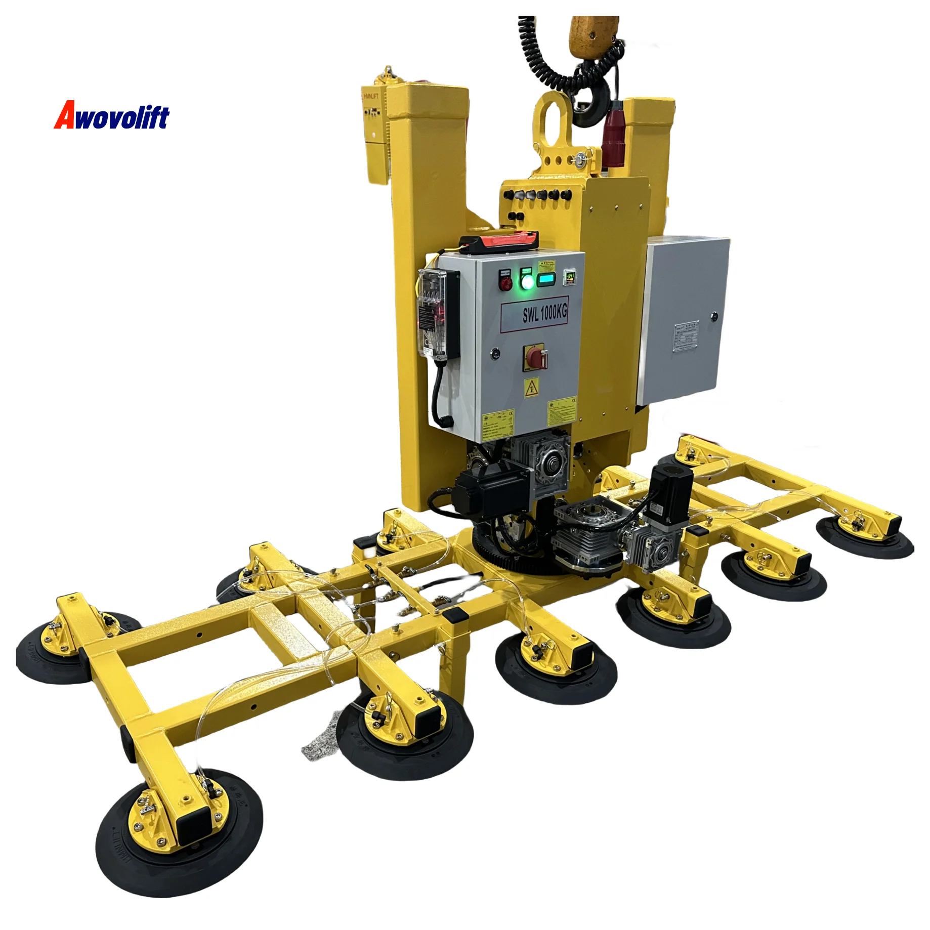 Awovolift Electric Vacuum Lifter for Glass Window or Sheet Metal Suction Cup Lifting Flip and Rotation with Forklift 1000kg