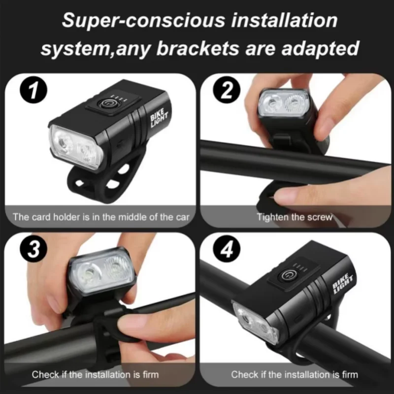 LED Bike Front Light Bicycle Headlight Rechargeable Bright MTB Road Bike Head Lamp LED Cycling Flashlight for Night Riding