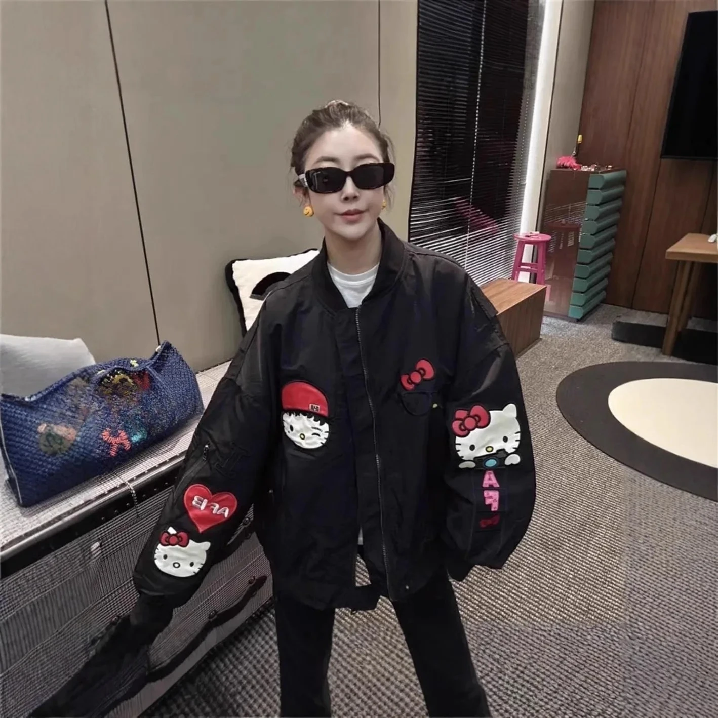 MINISO European Heavy Industry Embroidered Baseball Shirt 2025 Spring and Autumn Edition Women's Loose Jacket Top