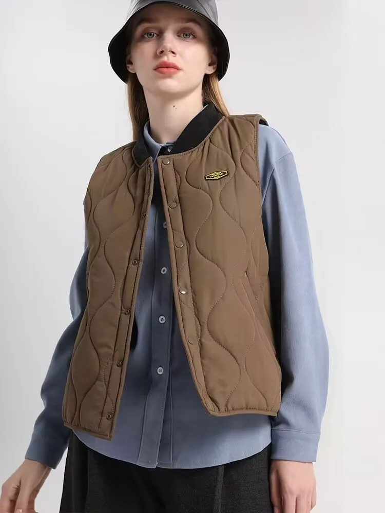 

Осенне-зимний хлопковый жилет, женский асимметричный жилет без рукавов, теплая верхняя одежда, жилет на пуговицах, стеганая куртка, простое пальто