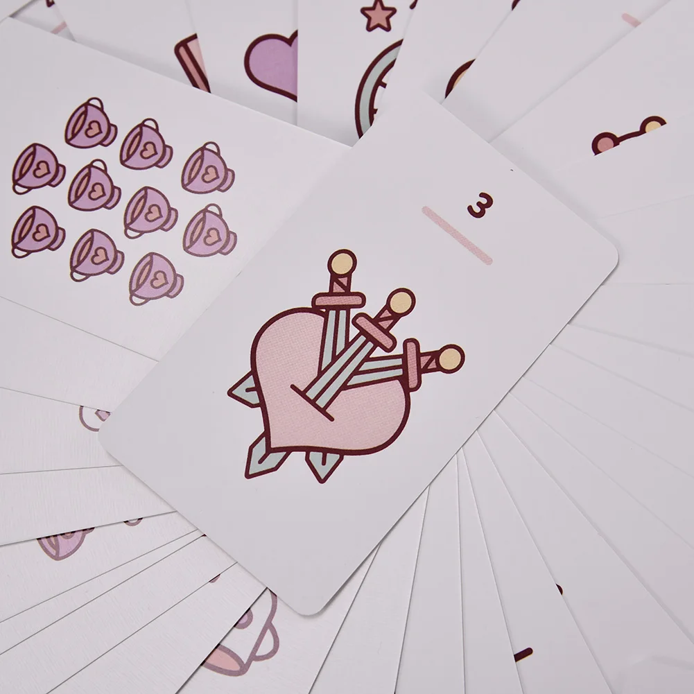 Jeu de cartes de tarot Kawaii pour enfants, jeu de société mignon, avec guide PDF, pour les fêtes de famille, nouvelle collection