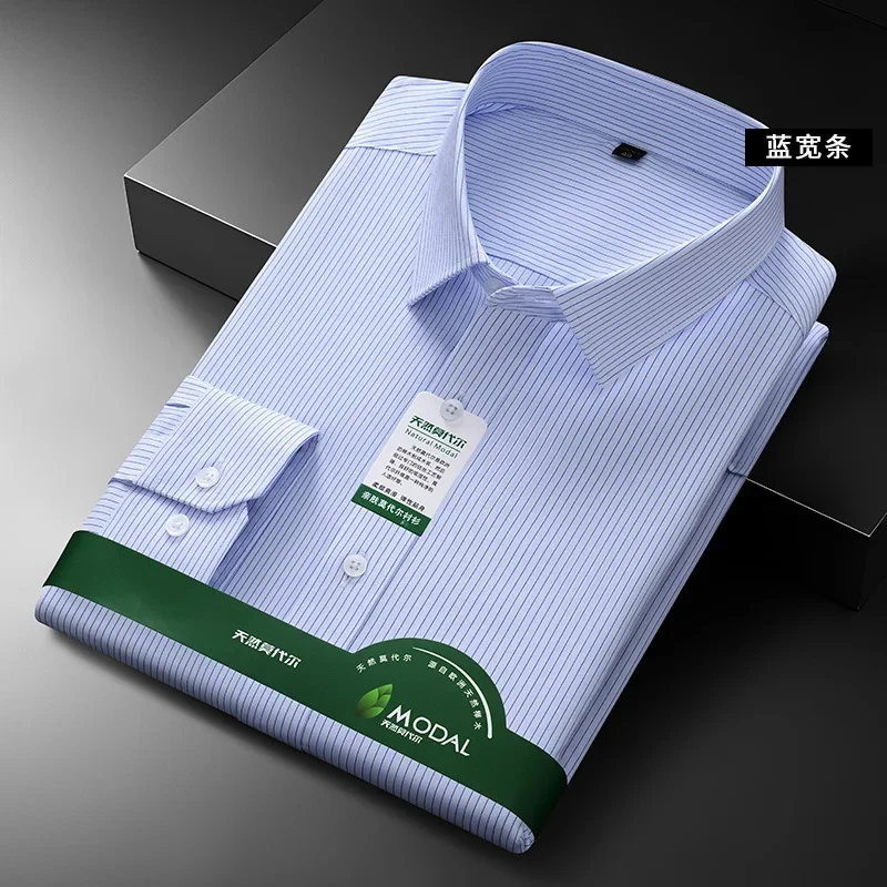 Quality Anti-Wrinkle Men Shirt Long Sleeves Dress Shirts For Men Slim Fit Camisa Social Business White Office Shirt  5XL