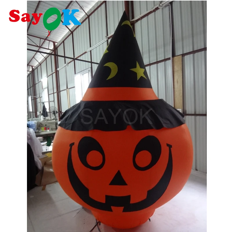 

6.56ft/2mh Inflatable Halloween Lighting Pumpkin Decoration Inflatable Pumpkin With Hat For Party Shows Events Decor