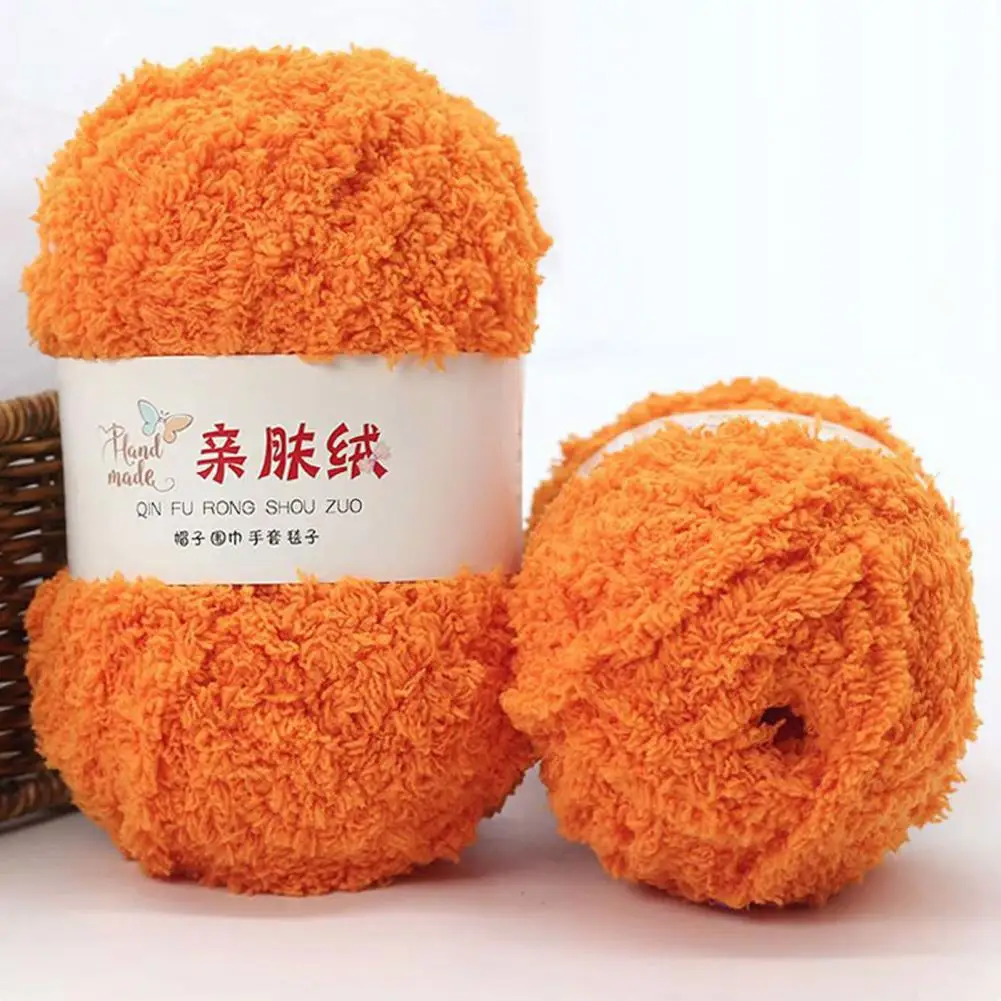 Tear-resistant 1 Roll Portable Fluffy Coral Velvet Yarn Shrink Resistant Fleece Thread 3 Strands   for Home