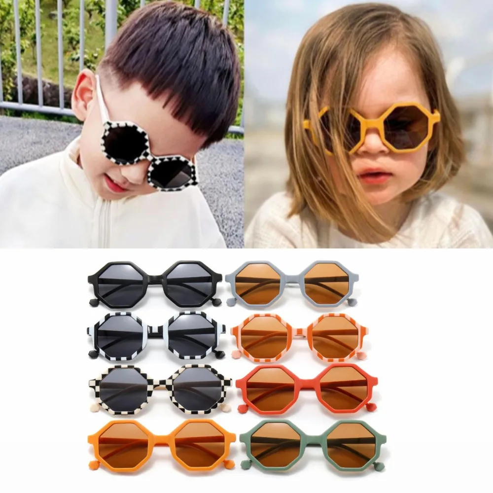 2023 Children Cute Striped Polygon UV400 Sunglasses Baby Girls Outdoor Sun Protection Sunglasses Kids Eye Protection Glasses