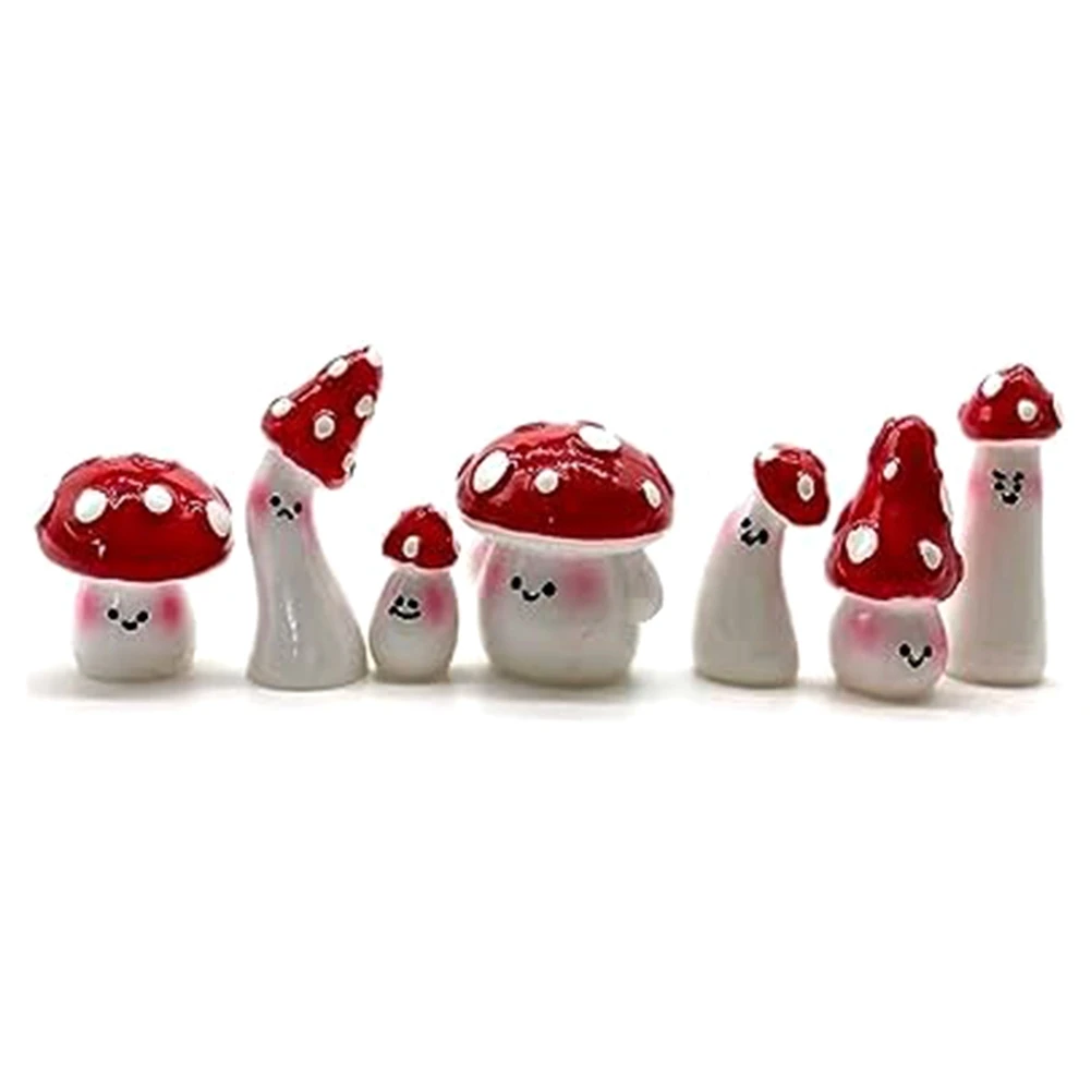 7Pcs Mini Mushrooms for Crafts Little Fairy Garden Mushrooms Tiny Resin Mushroom Decor Mushroom Miniatures Statue