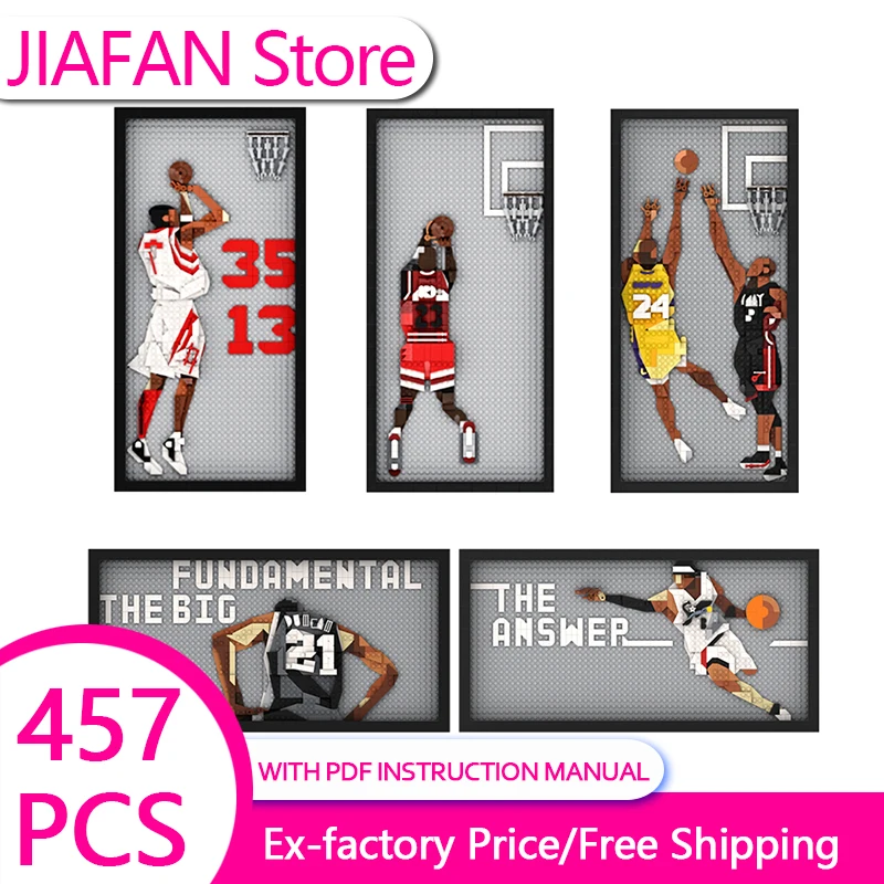 

Basketball Player Building Blocks Photo Frame, Educational DIY Toy Gift for Kids & Adults, Wall Art & Desk Decor