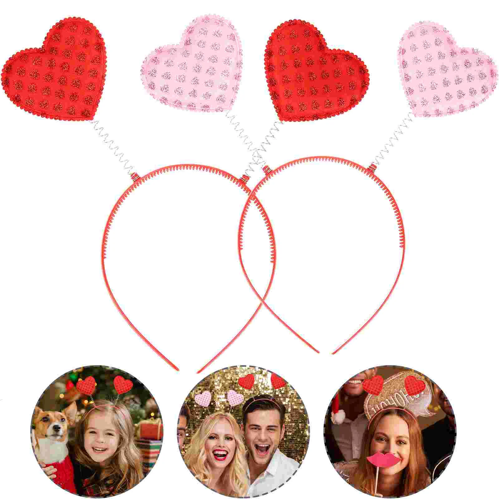 

2 Pcs Headband Women's Red Accessories Plastic Valentines Day Accessory