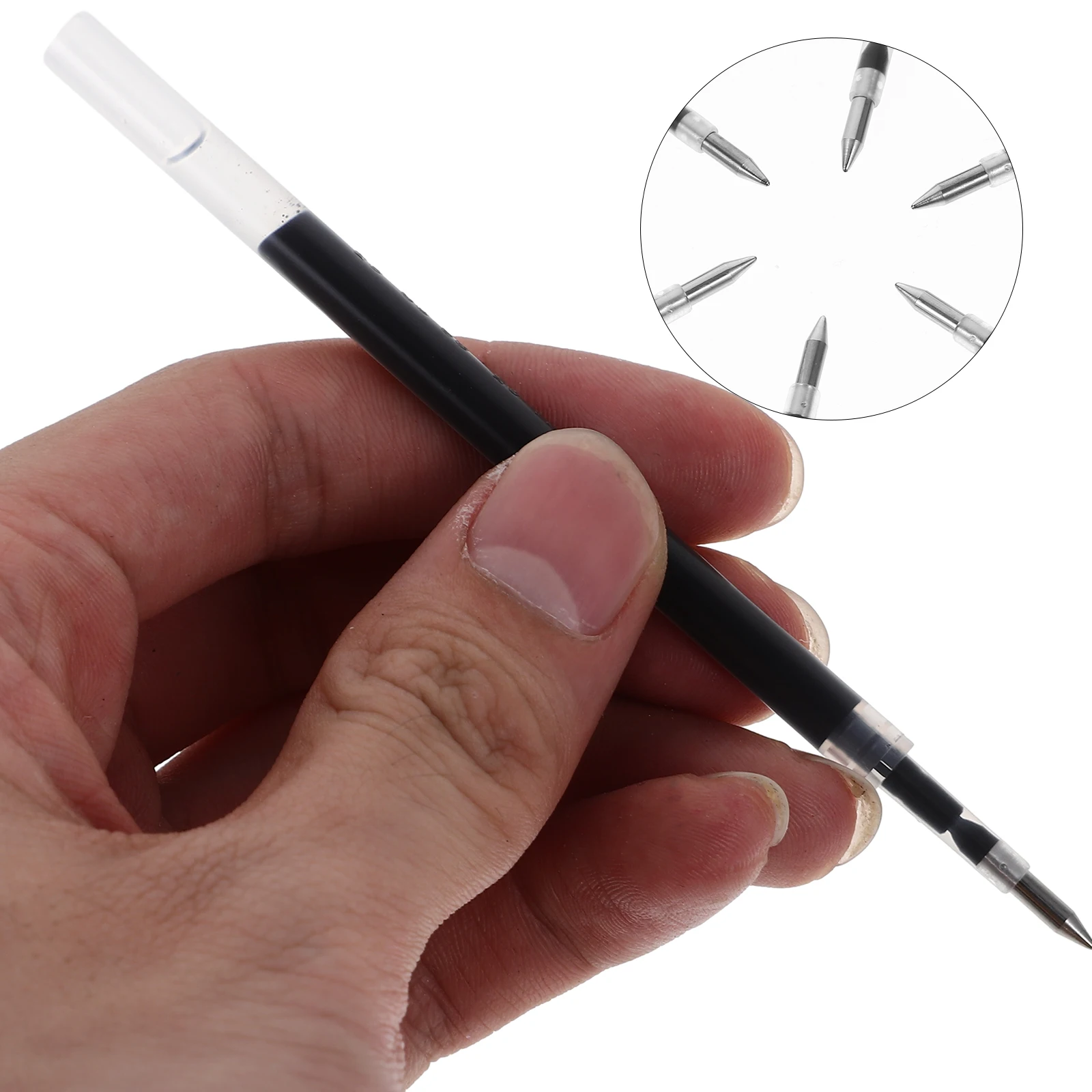 

20pcs Press Type Gel Pen Refills Black Ink Smooth Writing Replacement For Ball Point Pens Plastic Multi-Function Refills