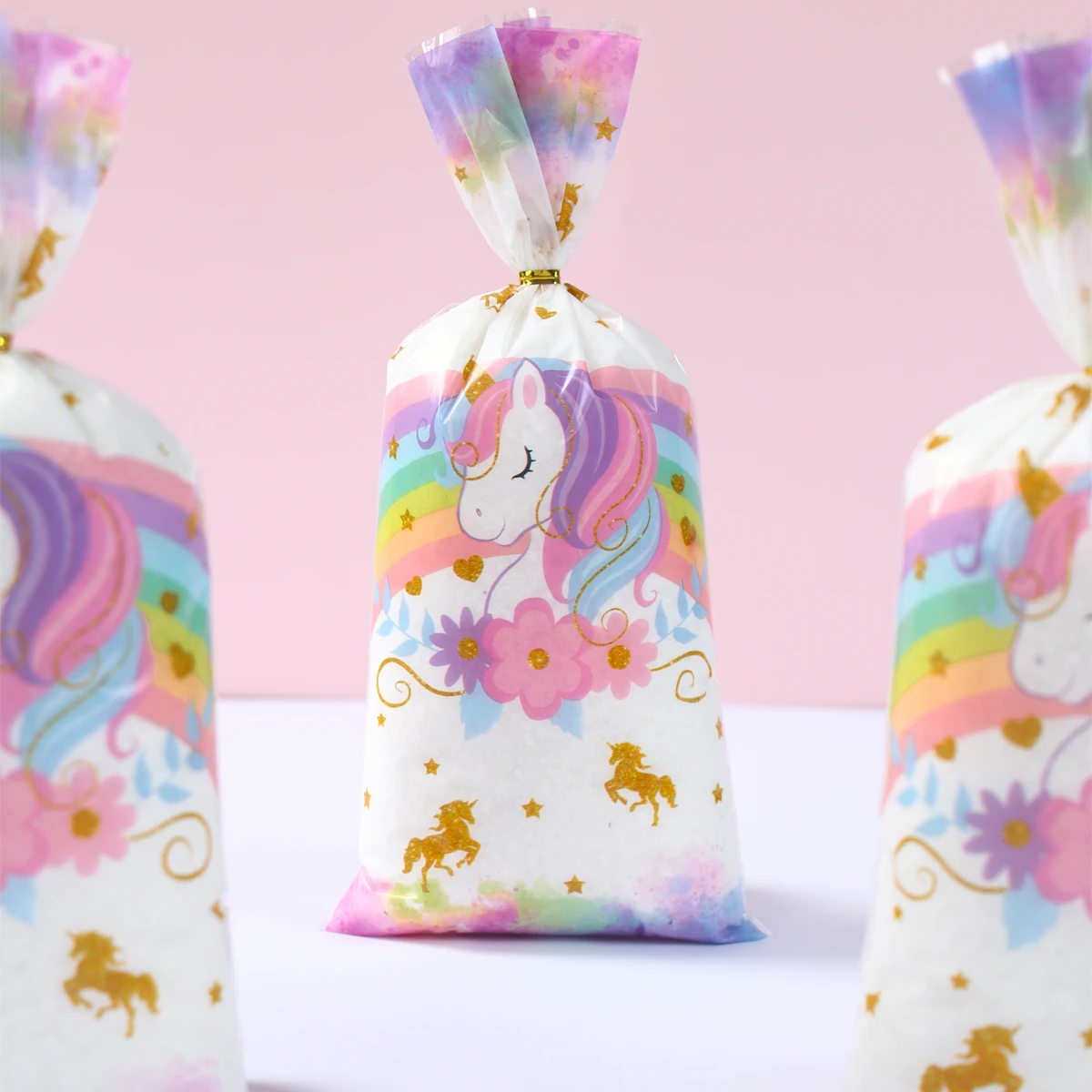 25/50/100szt Jednorożec Torebka na cukierki Torebki do pakowania prezentów Tęczowy jednorożec Dekoracja urodzinowa Prezent Torebka na cukierki Baby Shower Party Supplies — zdjęcie 6