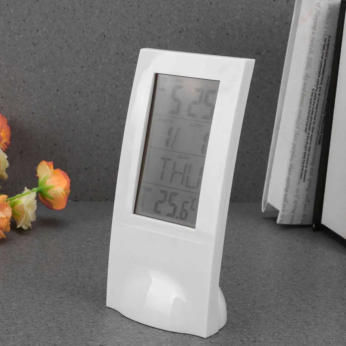 1Pcs Temperature Detection Alarm Clock Large Screen Digital Electronic Clock Calendar Display Snooze Function High Stability