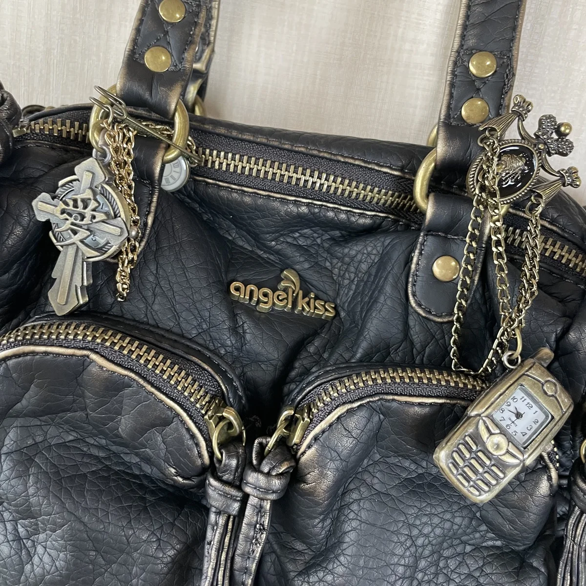 Vintage Damenhandtaschen Kleine Umhängetasche Boston-Tasche mit Tragegriff PU-Schultertasche Modische Dumpling-Tasche Schultertaschen mit mehreren Taschen – Detail 21