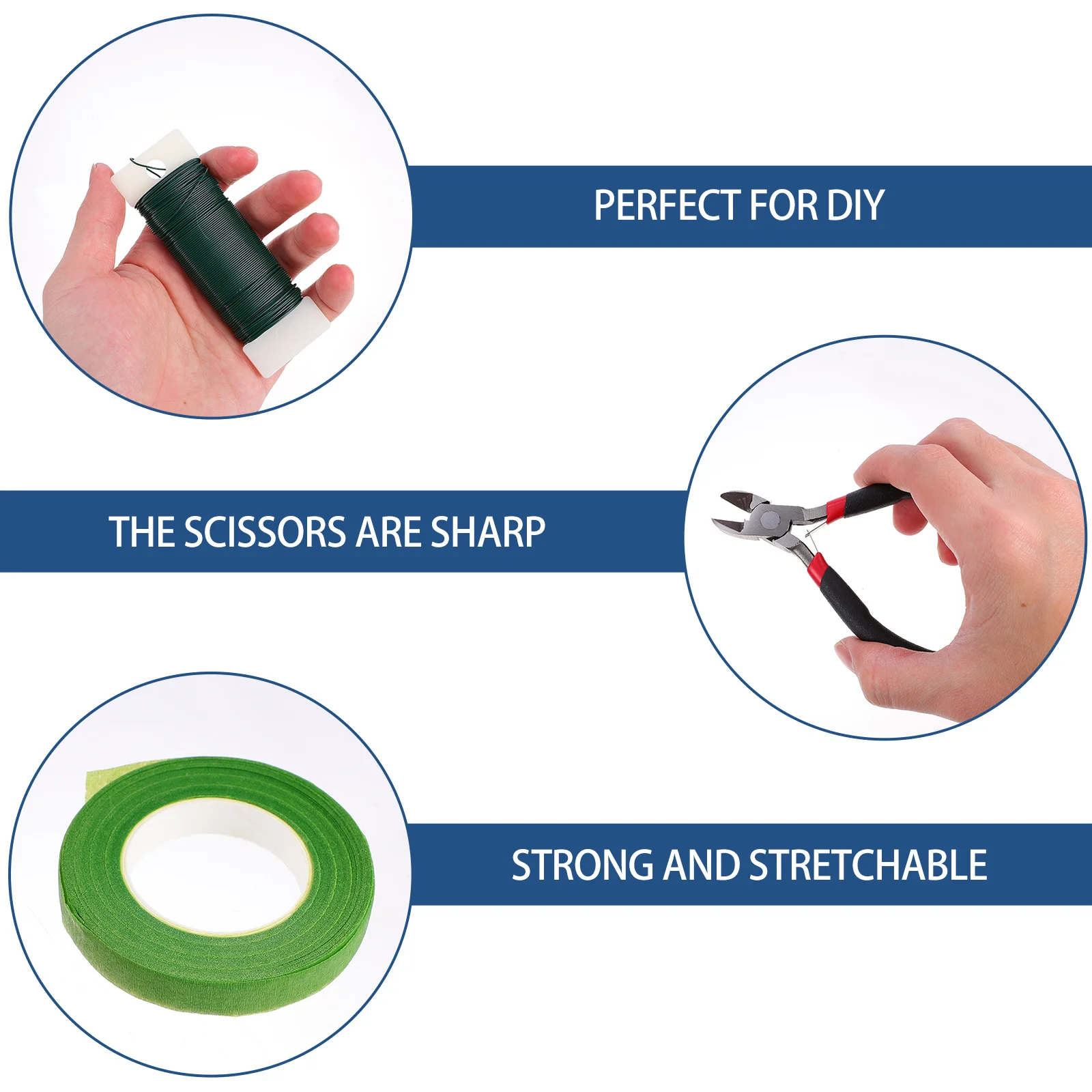 

1 set 1 Set Floral Tool Kit Different Color Flower Arrangement Tape Flexible Bouquet Stem Wire Diy Wedding Craft Kit Bouquet