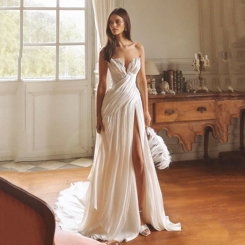 

Свадебные платья Eightree Princess A-Line с вырезом «сердечко», плиссированные, с боковым разрезом, элегантные бальные платья для невесты, нарядные платья для выпускного вечера, на заказ