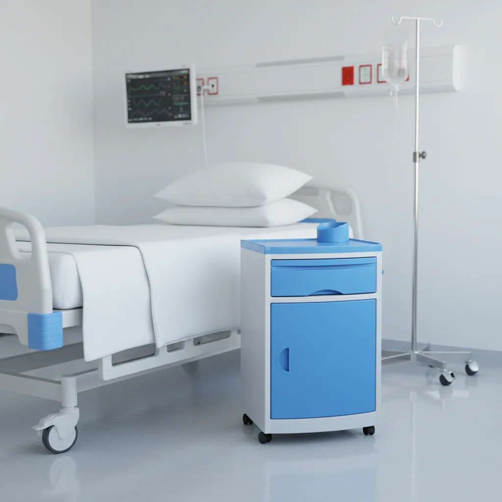 With Charging Station Room Bedroom Glass Bedside Restaurant Table Light Plastic Medical Bedside Table Medical Cabinet