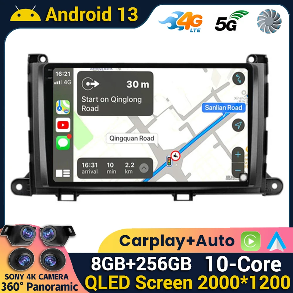 

Android 13 WIFI+4G 360 Camera For Toyota Sienna 2009 2010 2011 2012 2013 2014 Car Radio Gps Multimedia Player Stereo Carplay DSP