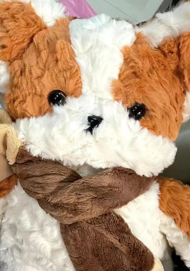 Cute Scarf  Pet Corgi Plush Doll Animal Husky Black Dalmatian Doll Cloth Sleeping Super Cute Dog Pillow Girl Sleeping Companion