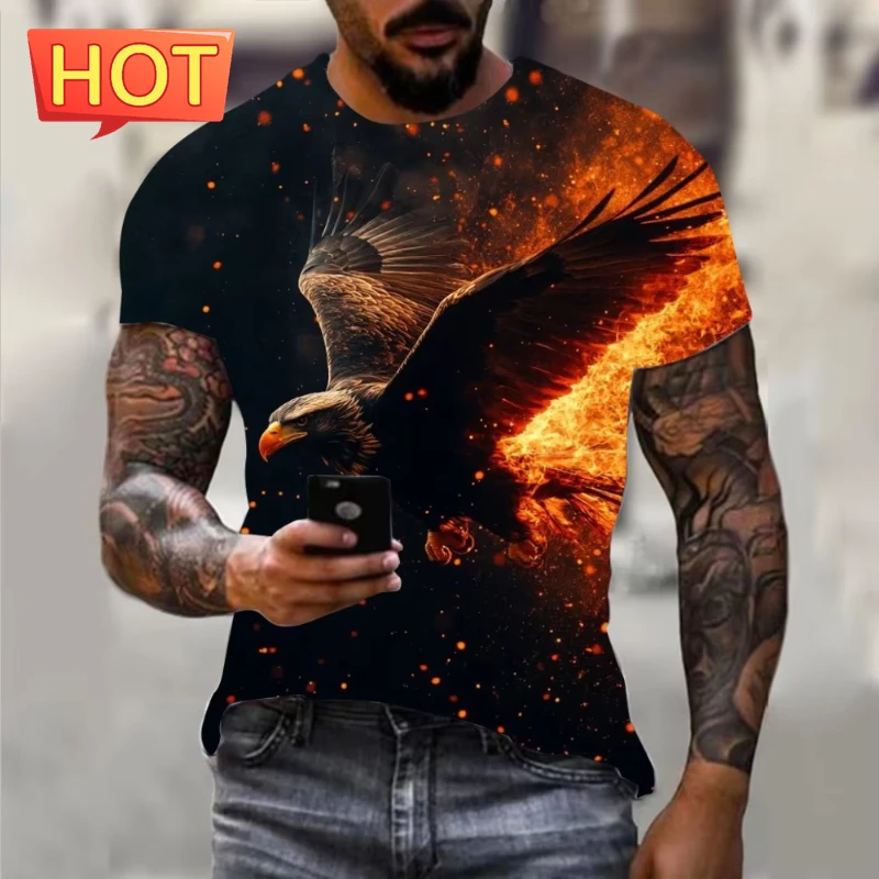 

Модная футболка с рисунком животного орла для мужчин и женщин, футболки с короткими рукавами с 3D принтом, модные мужские топы больших размеров, повседневные детские топы