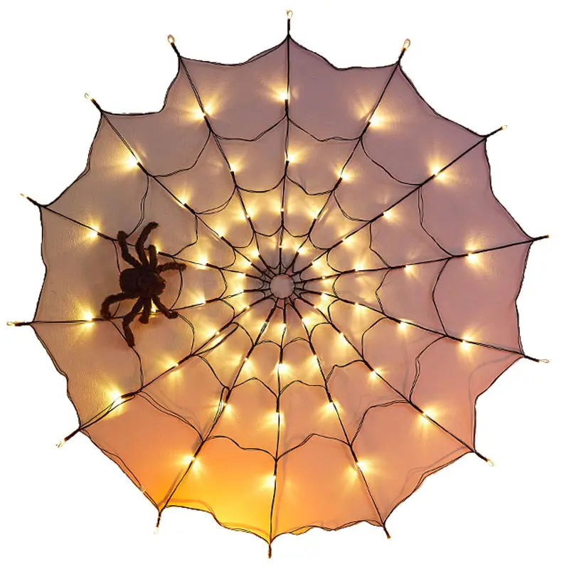 

Pumpkin lantern Halloween decoration spider web light scene background arrangement props ornaments