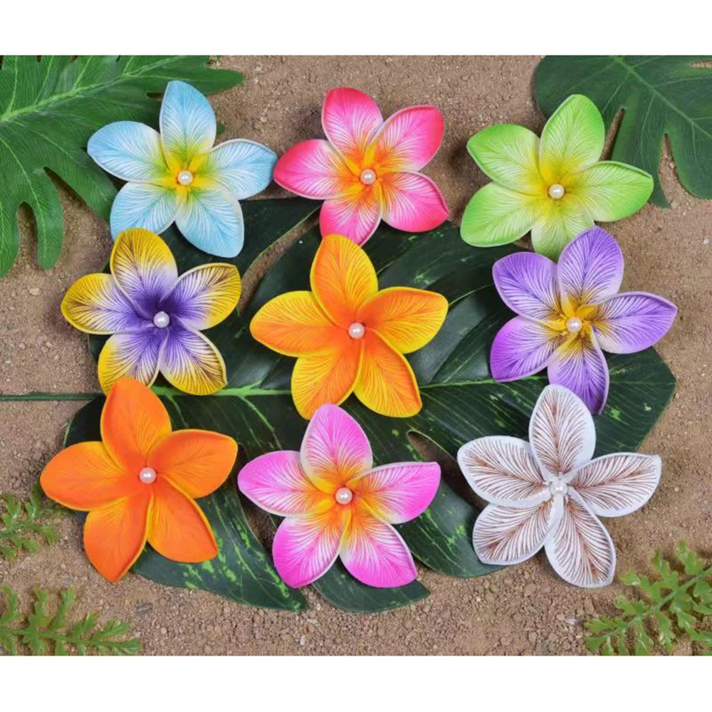 MIXED COLORS Free ShippingKN-hf048w 90pcs/lot 9CM  9Colors Foam Tiare Hair Pick Women Hair Accessories Hawaii Flower Wholesale