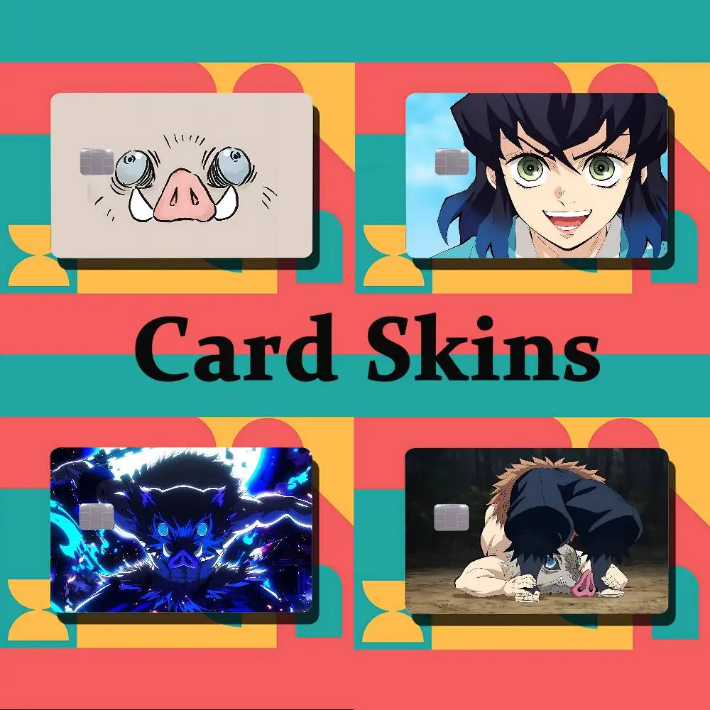 

Cute H-Hashibira Inosuke-w Card Stickers Cartoon Decorative Small Waterproof Chip 4PCS Card Sticker New Anti-Scratch