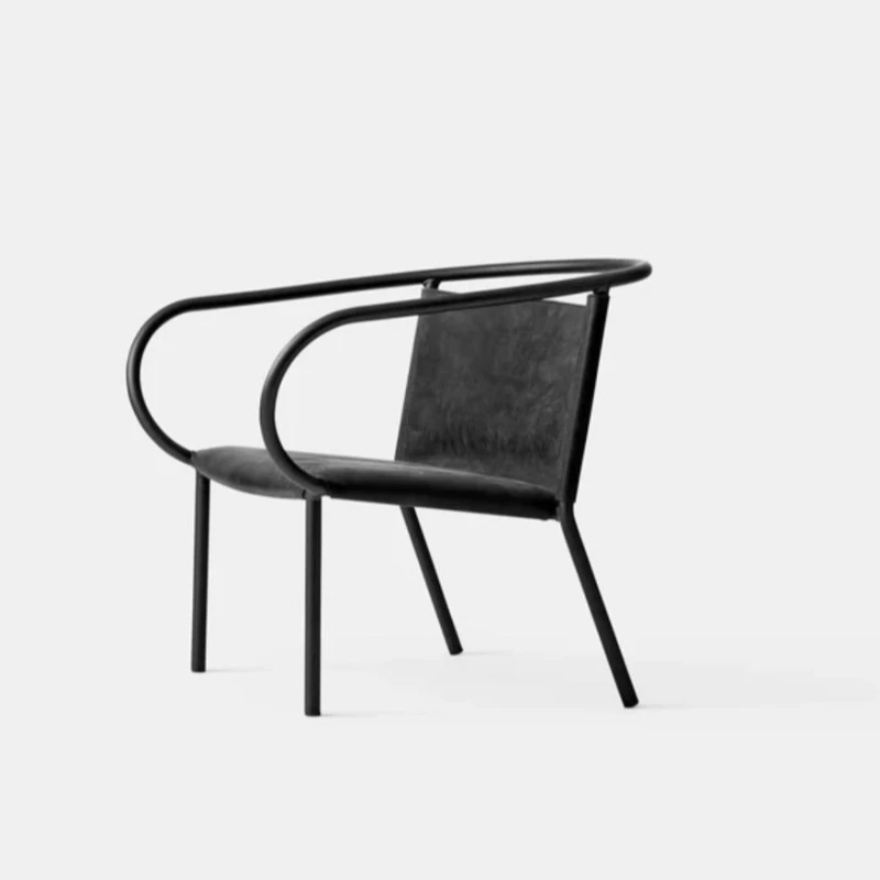 

Nordic single carbon steel frame microfiber leather balcony living room leisure chair