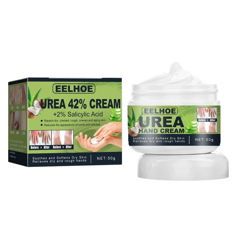 Creme Hidratante para os Pés, Anti-Cracking, Calos, Pele Morta, Reidratação, Suavizar a Cutícula, Suave, Restaurar, Mão, Ureia 42%, 50g