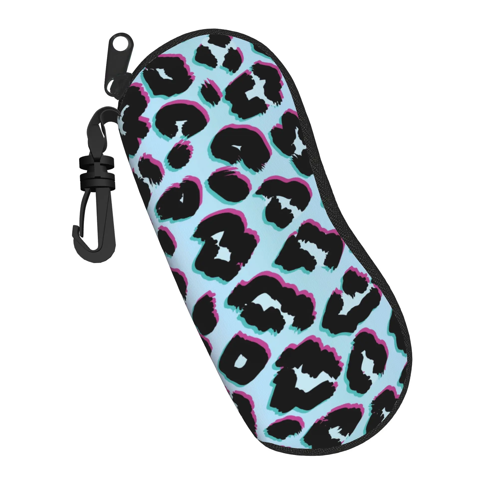 Cute  Leopard Glasses Case New Zipper  Reading Storage Box Anti-Pressure Eye Contacts Case