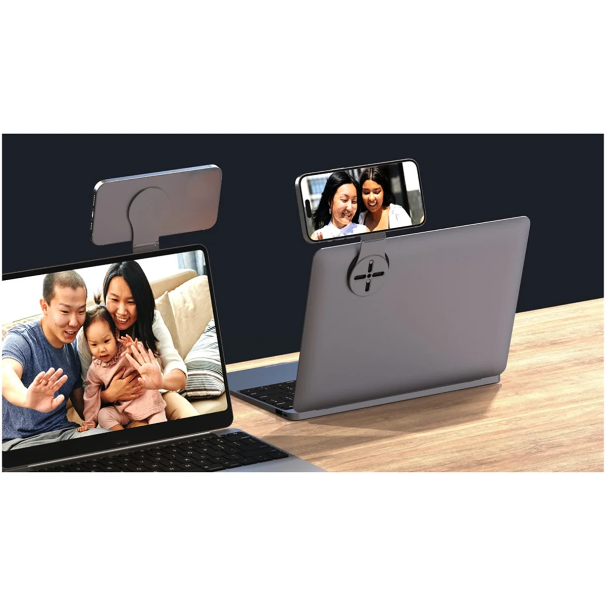 ADEGBO-Improved For MagSafe Stand Laptop Side Mount Phone Holder for Laptop Grey