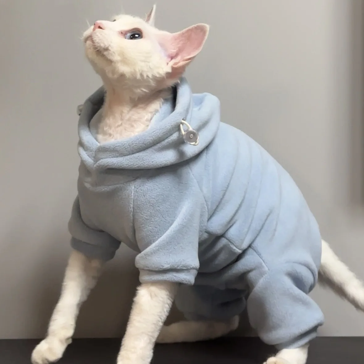Thick  Winter Hairless Cats Clothes Warm Elastic Oat Fleece Jumpsuits Protect Tummies Suitable for Devon Rex Curly-Haired Cats