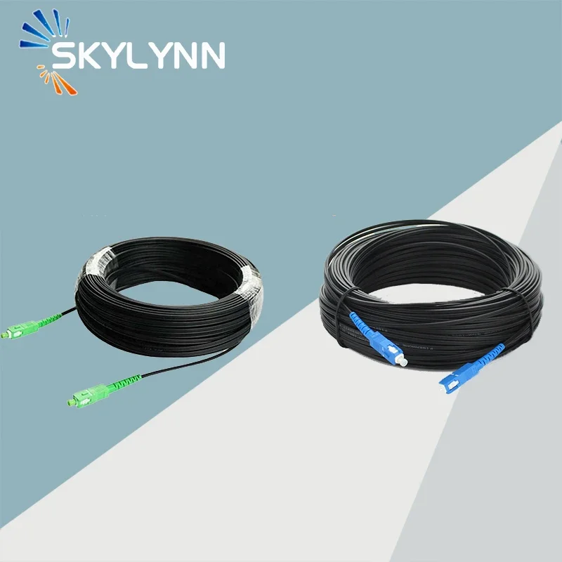 

100 Meter SC/UPC SC/APC Single Mode G652D SX Core Outdoor Drop Cable With Steel Wire Strenth Member Fiber Optic Patch Cord