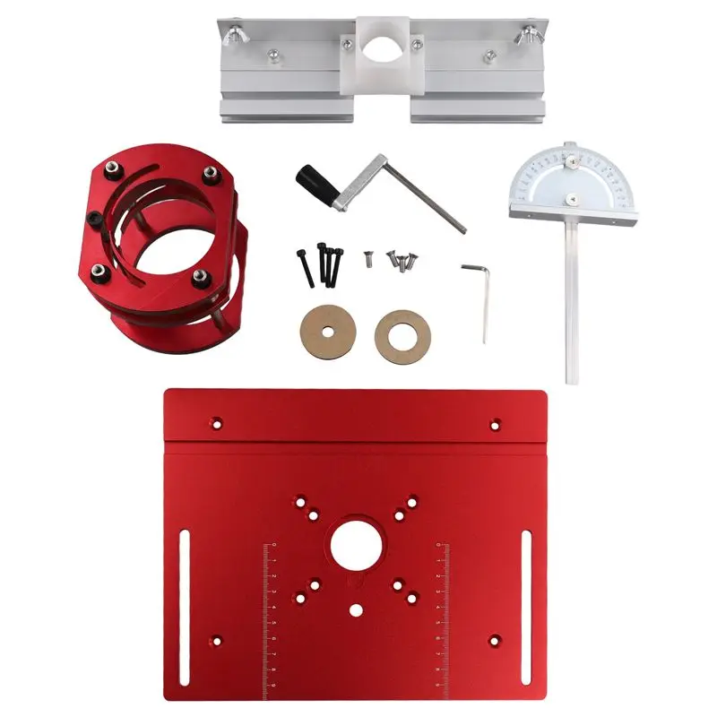 A04G-Woodworking Router Lift Kit Router Table Insert Plate Aluminum For 65Mm Diameter Motors W/ Miter Gauge Guide And Bracket