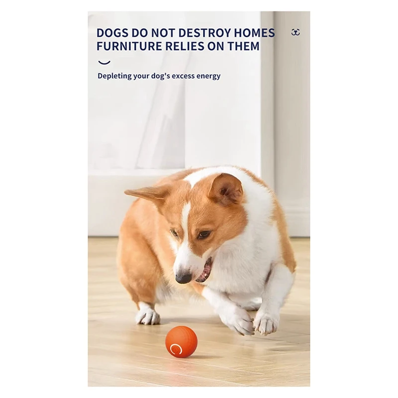 猫用自動ローリングボール,インテリジェントインタラクティブ犬のおもちゃ,充電式ペット強化おもちゃ,咬傷に強い