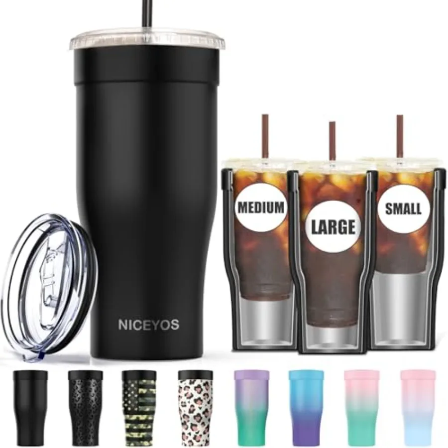 

Universal Iced Coffee Sleeve - Upgraded Double Wall Reusable Stainless Steel Holder Sleeves Insulator for Cold Drinks Fits Star