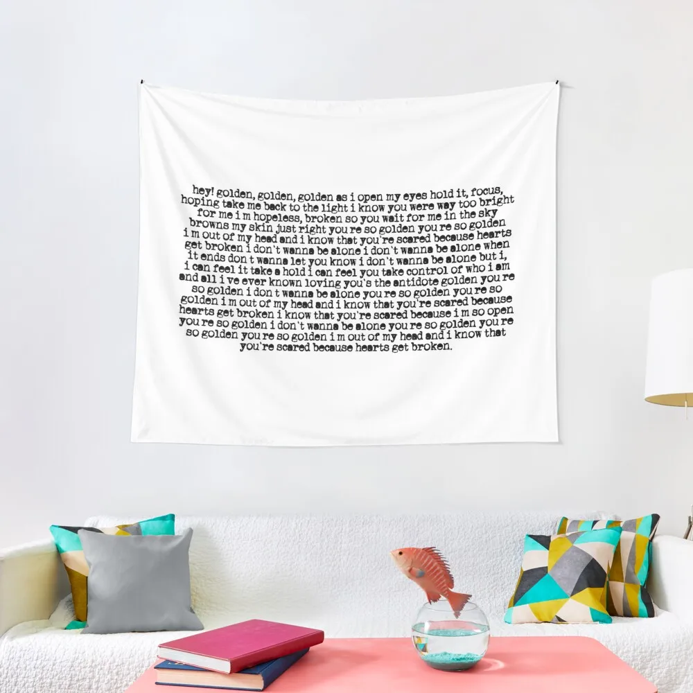 golden lyrics from harry styles fine line album Tapestry Room Aesthetic Decor Wall Hanging Wall Tapestry