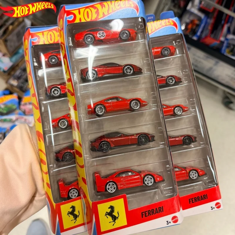 En stock: Set de 5 coches de juguete Hot Wheels Ferrari Rojo Fórmula 1, coches coleccionables a escala 1/64, modelos de vehículos de juguete fundidos a presión, regalo para coleccionistas.