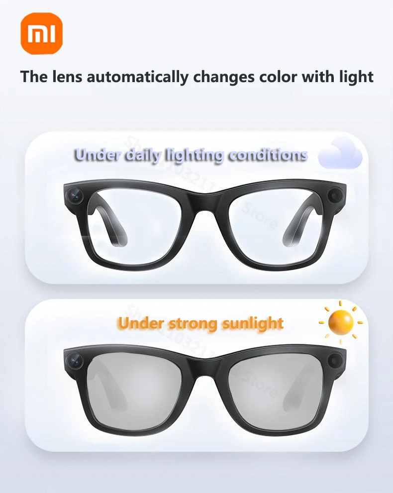 Xiaomi 800W Pixel Intelligent Glasses G300 AI HD Shooting Video Recording Voice Call Translation Glasses Photochromic Lens