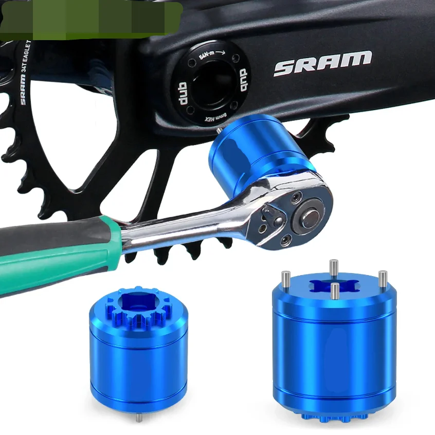 

2 In 1 Bicycle DUB Crankset Cover Removal Tool For XTR M9100 Bottom Bracket Crank Screw Removal Tool 3/8”Ratchet Wrench Set