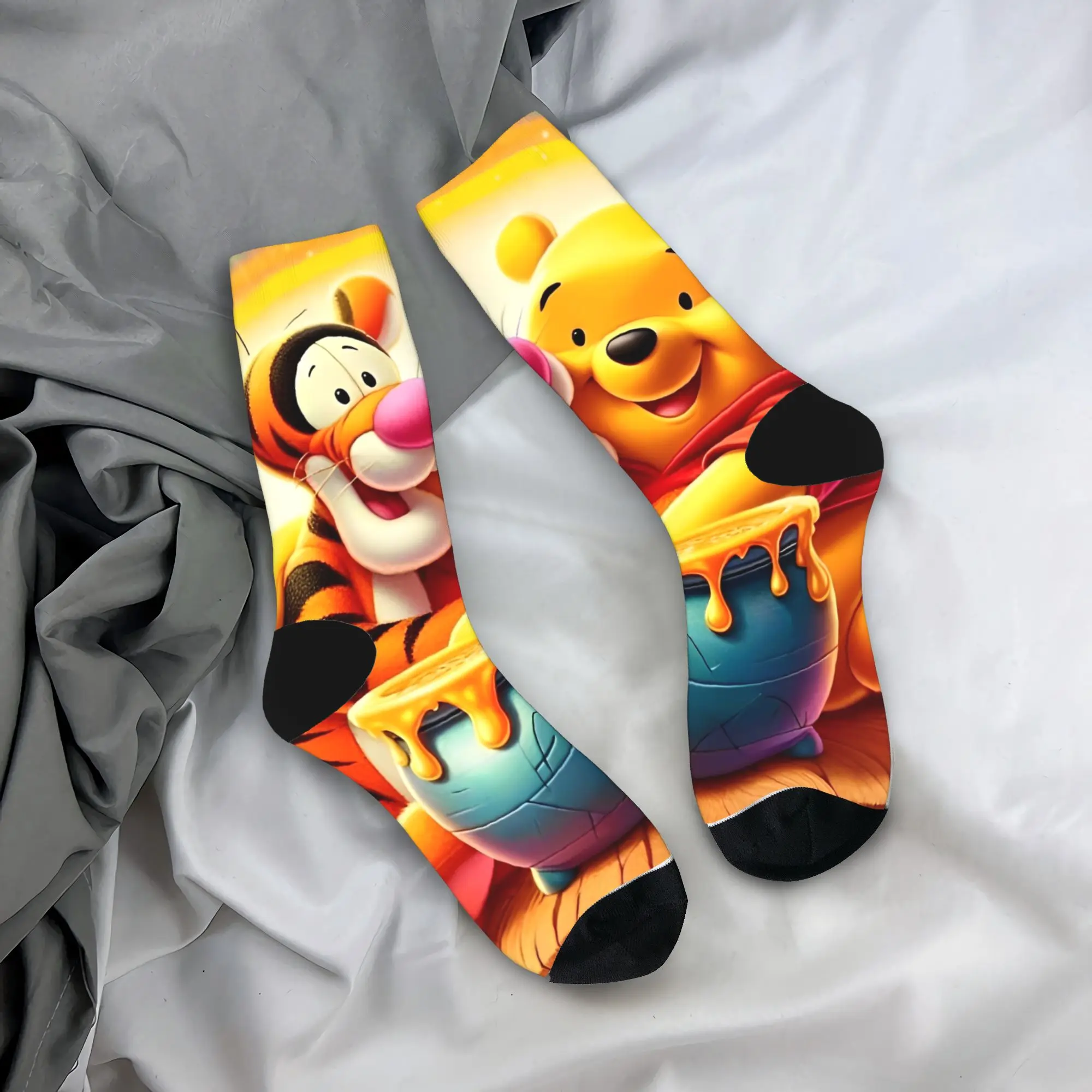 

Winnie the pooh cartoon Socks Autumn Stockings Korean Adults Men Medium Soft Socks Graphic Running Sports Non Slip Socks