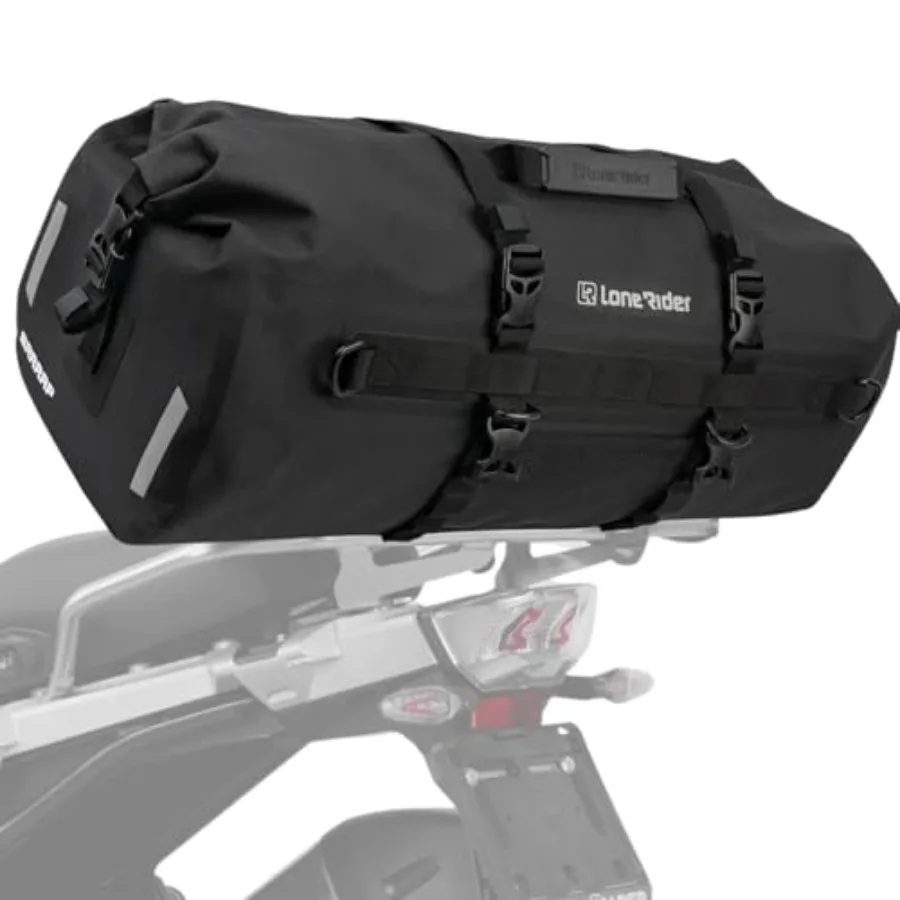 

Waterproof Motorcycle Tail Bag 30L - Dustproof Roll Top Dry Bag ADV Motorbike Touring Luggage - 600D TPU Welded Seams Air Valve