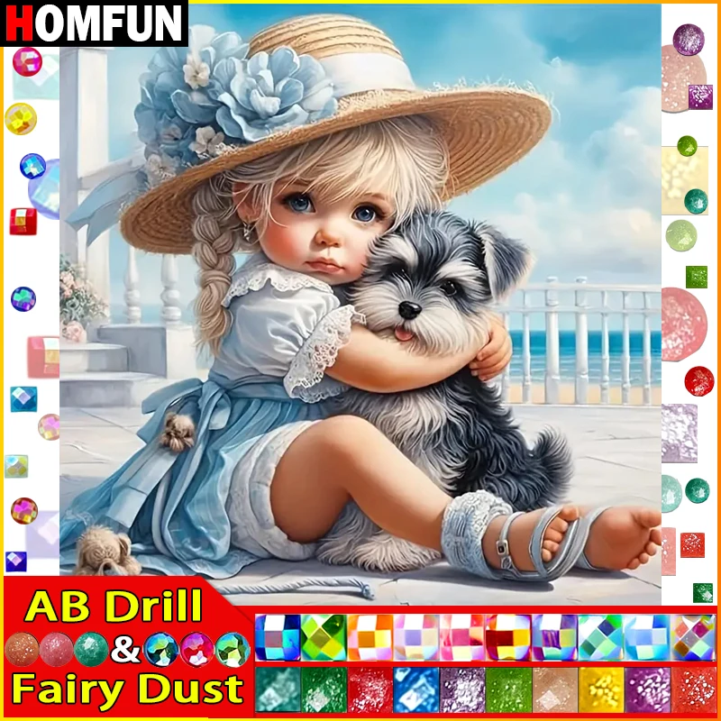 HOMFUN Fairy Dust AB Rhinestone Painting Crystal Decor Diy Diamond Painting 