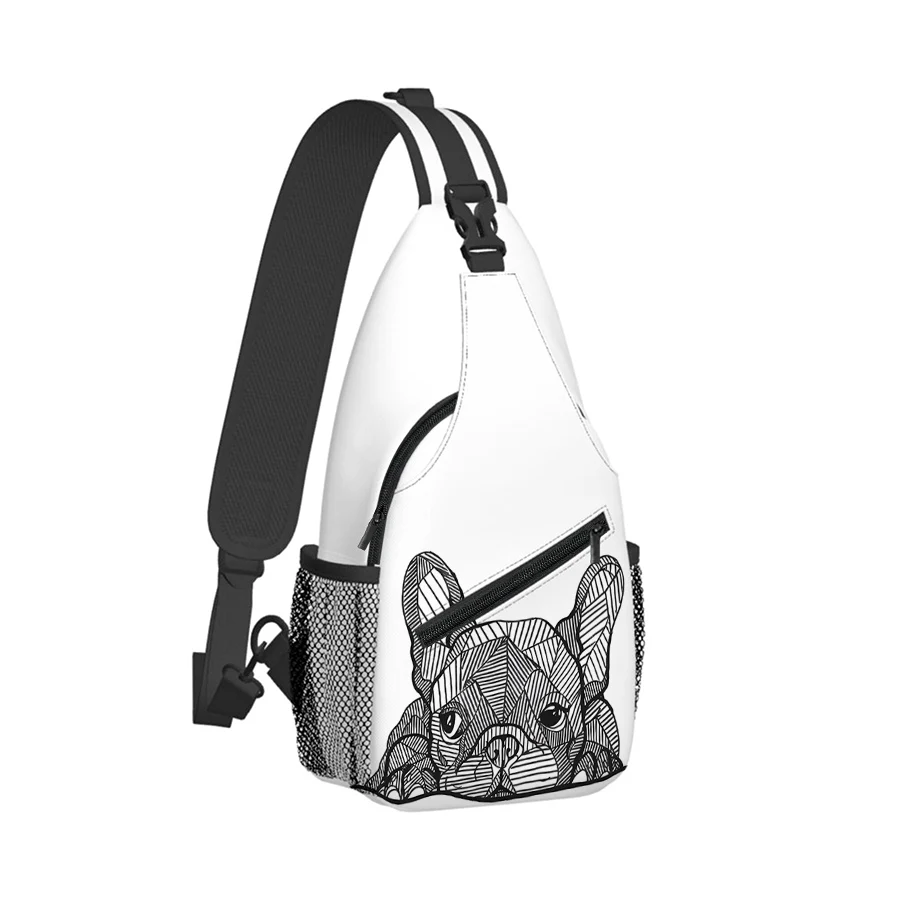 Dog Head Pattern Chest Bag Boy/Girls Best Gift 2D Flat Cartoon Large Capacity Sports Leisure Fashion Fitness Bag for Children