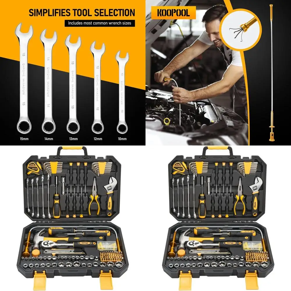 

Mechanic's Essential 159-Piece Tool Kit with Storage Case: Home & Auto Repair Toolbox