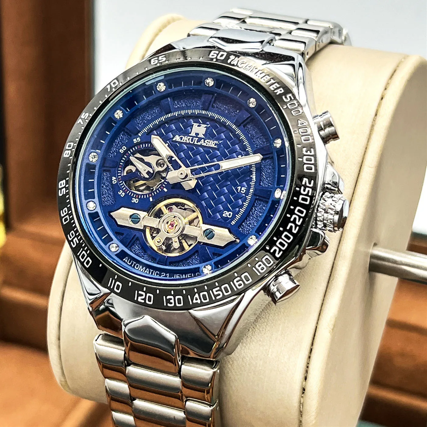 

AOKULASIC Men New Mechanical Watch Fashion Luxury Stainless Steel Sport Waterproof Automatic Watches Man Luminous Business Clock