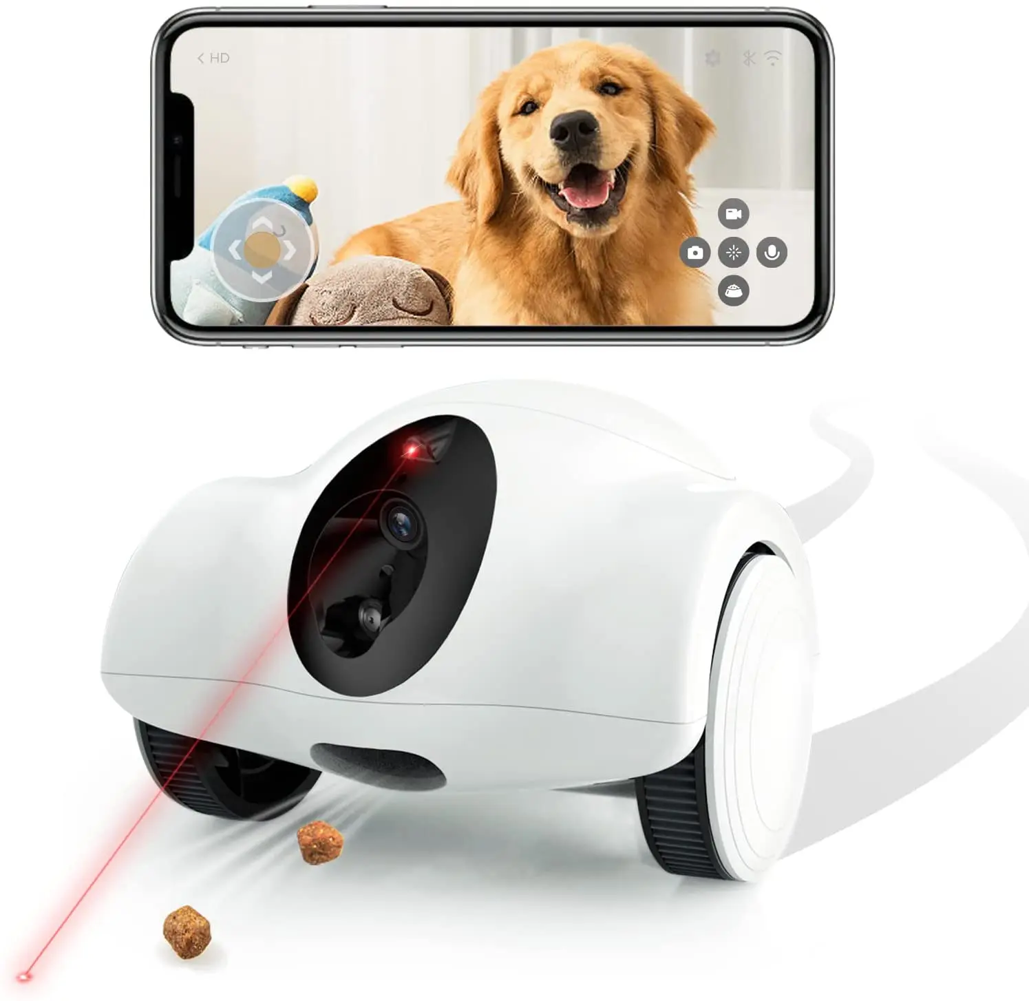 New Pet Toys Wireless Full HD 1080p Smart Pet Camera Robot with Night Vision & Motion Sensor for Dogs & Cats