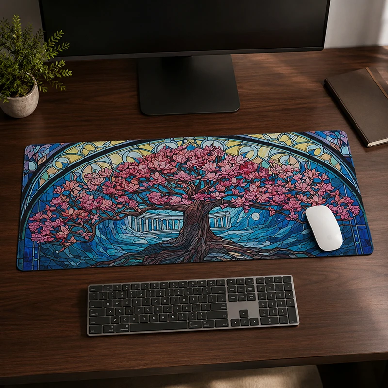 Mouse Pad Painted Cherry Blossoms Gamer printon demand Home New Large Mousepad XXL Natural Rubber Soft Non-Slip Laptop Mice Pad