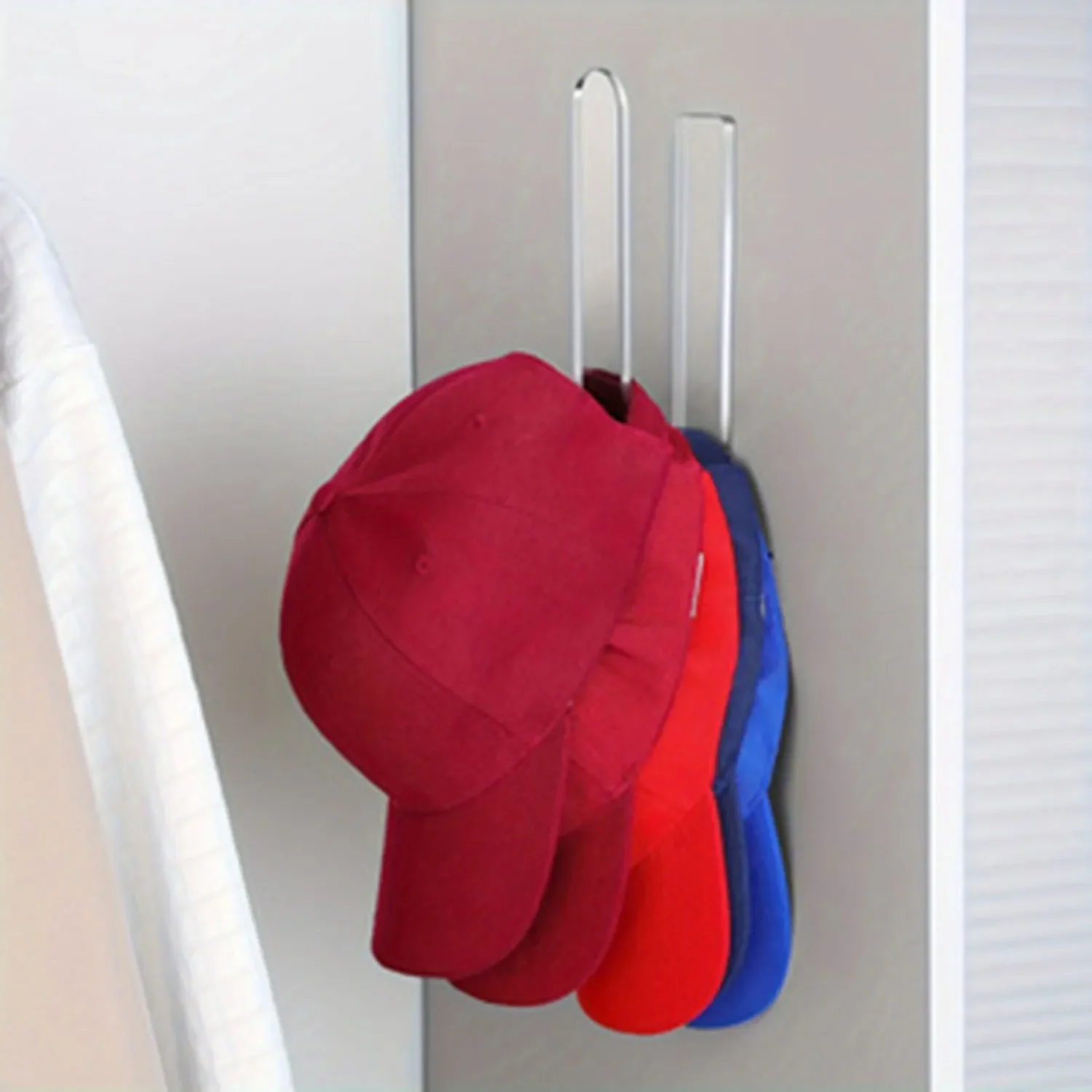 Hat Display Storage Rack Acrylic Baseball Cap Storage Bag Glued Baseball Cap Racks Wall Mounted L-Shape Baseball Cap Racks